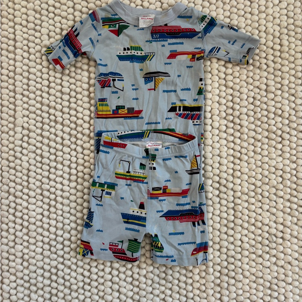 Hanna Andersson Blue Boat Print Kids Pajama Set